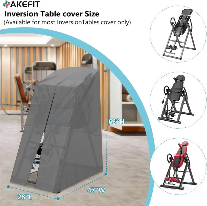 AKEfit Inversion Table Cover - Dustproof and Waterproof Inversion Equipment Protection Covers with Zipper,Fit Most Inverter Table-Indoor or Outdoor,28.3''L x 47''W x 63''H-Gray - Image 2